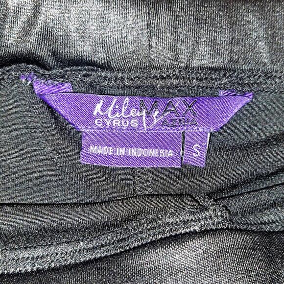 Miley Cyrus & Max Azria Black Shiny Wet Look Leggings With Ankle Zipper Small - Picture 7 of 7